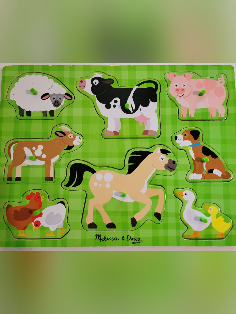 Melissa & Doug Farm Animal Wooden Peg Puzzle - Green